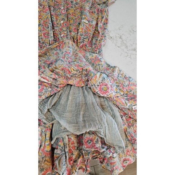 Perry Walker Collective Jenny Mini Dress Size 6 size 8 Boho Floral Green Pink - Picture 12 of 12